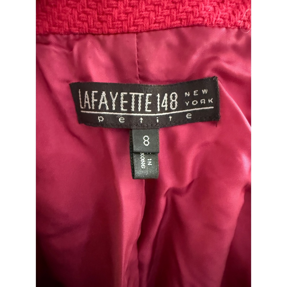 Lafayette 148 New York Petite Pink wool Textured 3 Button Blazer Size 8P - Picture 5 of 9